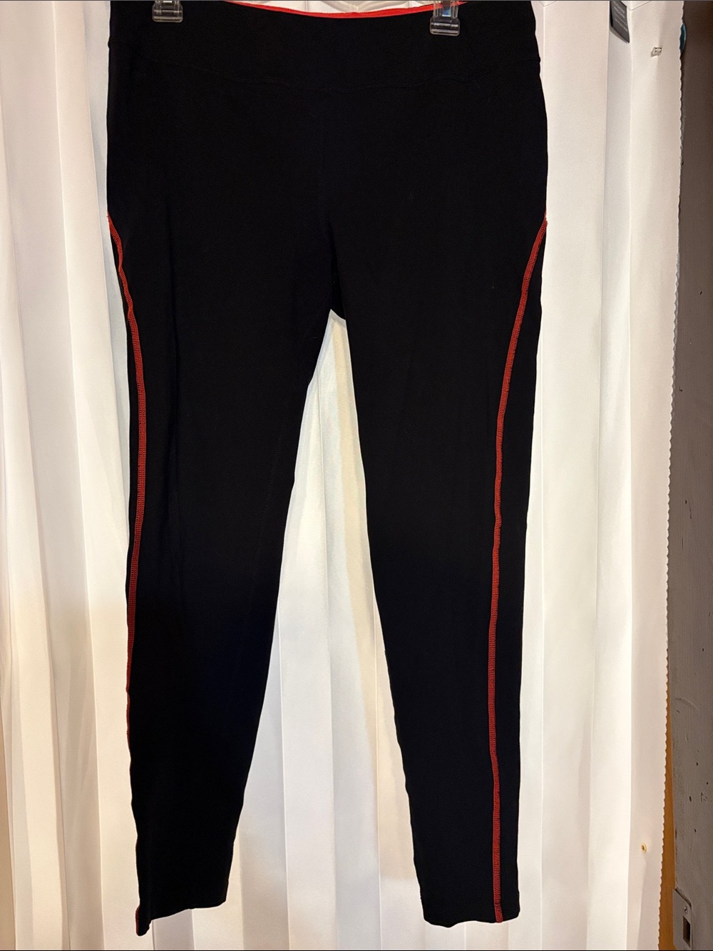 Lauren Ralph Lauren Active Leggings L Black Orange Stripe Y2K Athleisure Sporty